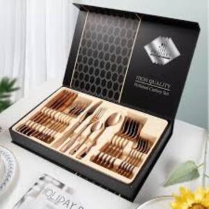 Luxury Cutlery set spoons for 6 persons 24 pieces stainless steel Golden color
